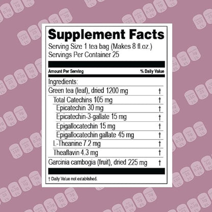 HYLEYS Tea Garcinia Cambogia Green Tea Cranberry Flavor - 25 Tea Bags (6 Pack - 150 Tea Bags Total)