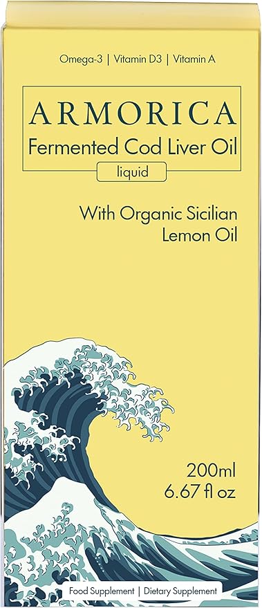 Fermented Cod Liver Oil - Cold Processed, Lacto-Fermented & Raw Cod Liver Oil - Made Exclusively with Atlantic Cod (Sicilian Lemon (Organic), 200ml (6.67Fl oz))