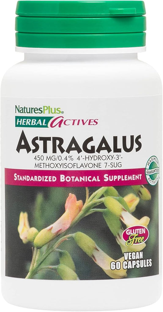 NaturesPlus Herbal Actives Astragalus - 60 Capsules - Immune System Support - Vegan, Gluten Free - 60 Servings