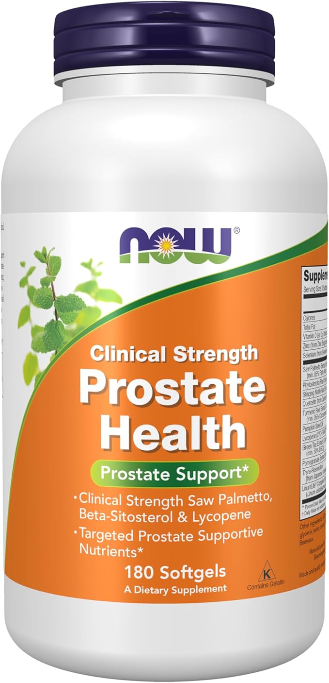 NOW Foods Supplements, Prostate Health, Clinical Strength Saw Palmetto, Beta-Sitosterol & Lycopene, 180 Softgels