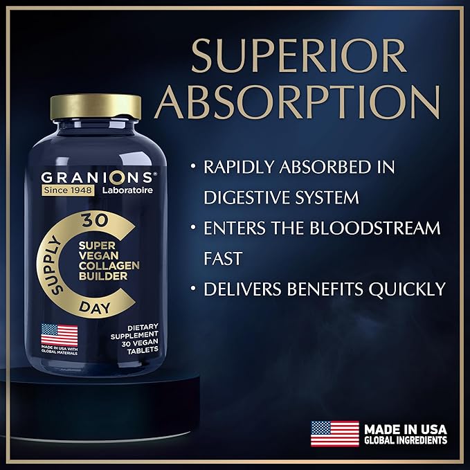 Vegan Collagen Supplements for Women and Men - Plant Based Collagen Boost Tablets - Beauty Booster Vegan Biotin, Hyaluronic Acid, Amino Acids, Organic Collagen Peptides - 30 Collagen Vegan Pills