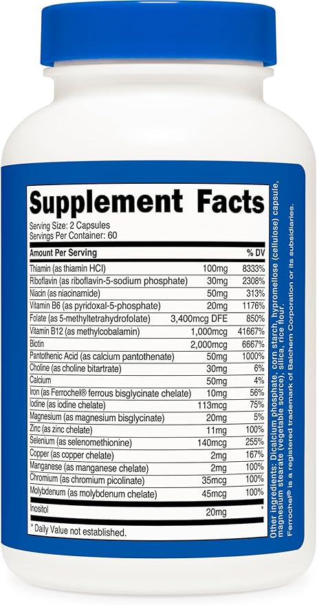 Nutricost Methylated Vitamin B Complex 120 Capsules - (60 Servings) Gluten-Free