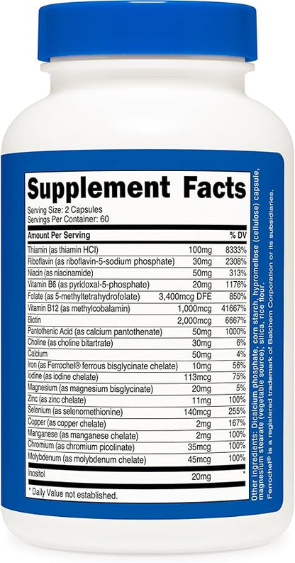 Nutricost Methylated Vitamin B Complex 120 Capsules - (60 Servings) Gluten-Free
