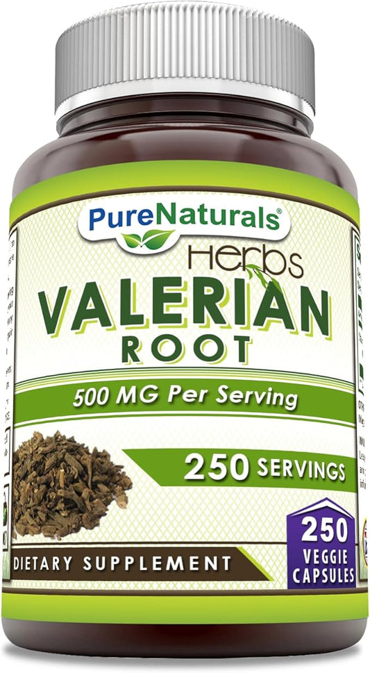 Pure Naturals Valerian Root Supplement | 500 Mg | Veggie Capsules | Non-GMO | Gluten Free | Made in USA (250 Count)