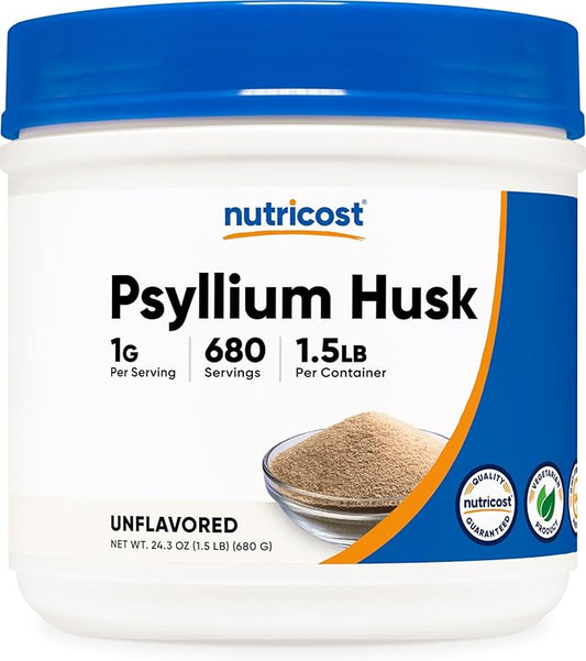 Nutricost Psyllium Husk Powder (1.5 Pounds) - GMO-Free, Gluten-Free