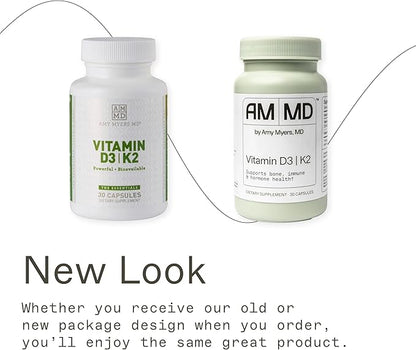 Amy Myers MD Vitamin D3 K2 10000 IU - Vitamin K2 MK-7 45 Mcg - Supports Immune Function, Energy Levels & Positive Mood - for Calcium Absorption, Bone & Heart Health - Non-GMO 30 Caps