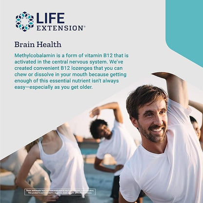 Life Extension Vitamin B12 Methylcobalamin 500mcg - Vitamin B12 Supplement for General Energy and Brain Health - Sugar Free Vegetarian Lozenges Dissolve in Your Mouth - Once Daily - 100 Count