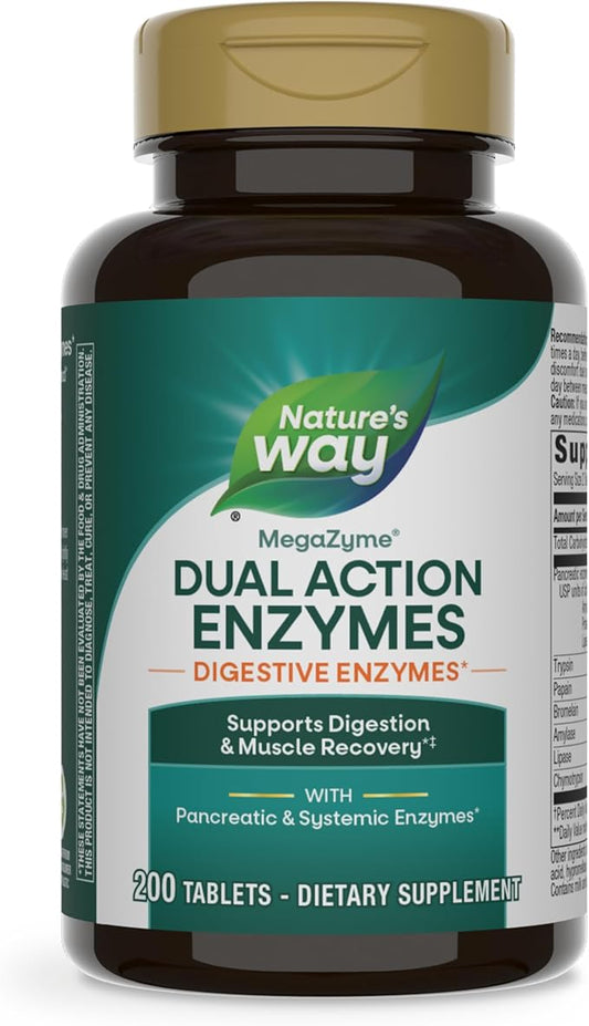 Nature's Way Mega-Zyme, Pancreatic & Systemic Enzymes*, Relieves Occasional Muscle Soreness Due to Overexertion and Exercise,* Digestive Support*, 200 Tablets (Packaging May Vary)