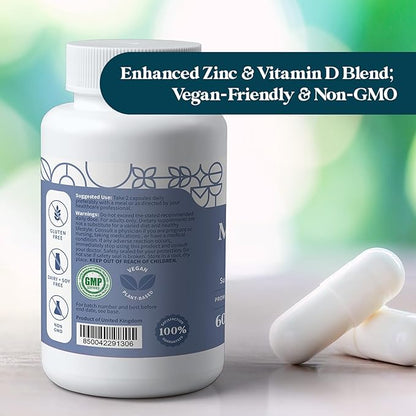 Pattern Wellness Magnesium Complex - Natural Sleep + Mood Support, Bone + Muscle Health, Overall Wellness - Added Zinc - 60 Vegan Capsules