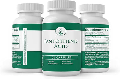 PURE ORIGINAL INGREDIENTS Pantothenic Acid (100 Capsules) Pure, Vitamin B5, Calcium Supplement