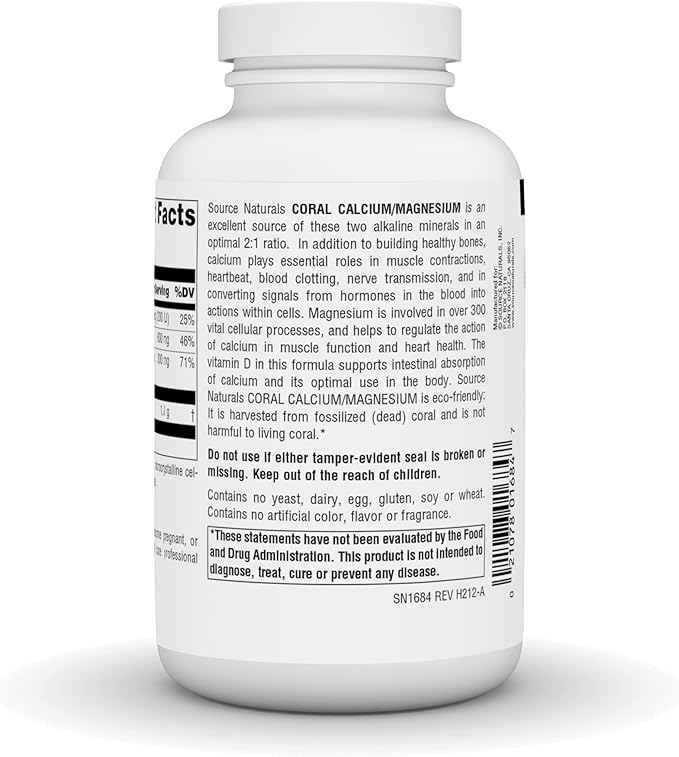 Source Naturals Coral Calcium/Magnesium 2:1 Ratio - 180 Capsules