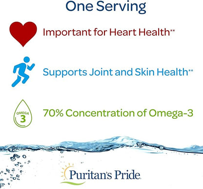 Puritan's Pride Triple Strength Omega-3 Fish Oil 1400mg, Active Omega-3 950mg, Dietary Supplement for Heart, Joint, and Cellular Health Support, 240 Rapid Release Softgels (Packaging May Vary)