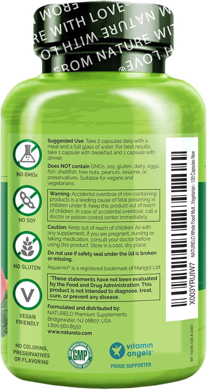 NATURELO Teen Multivitamin - Whole Food Multivitamin - with Minerals for Teenage Boys & Girls - Supplement for Active Kids - Non-GMO - Vegan & Vegetarian - 120 Capsules