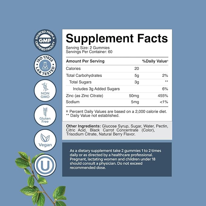 Bundle of Pure Magnesium Glycinate 400mg Per Serving - or Mood Sleep and Relaxation and Extra Strength Zinc Gummies for Adults - mmunity Gummies for Adults