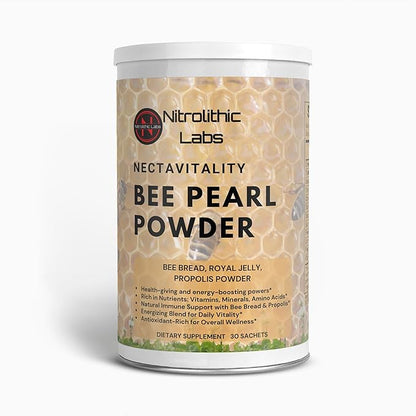 Bee Pearl Powder - Bee Pearl Supplement for Overall Wellness and Daily Vitality - Energizing Blend of Bee Bread, Propolis and Royal Jelly - Vegetarian & Gluten Free - 30 sachets