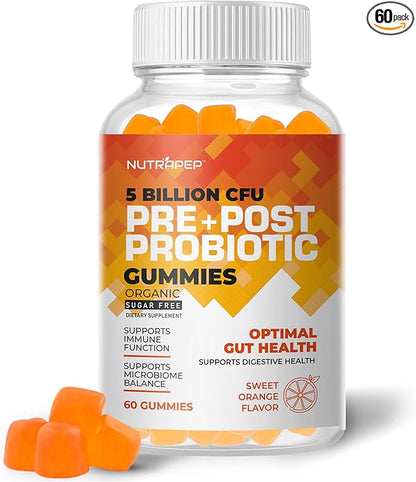 Prebiotic Probiotic & Postbiotic Gummies for Women Men & Kids Children - High Potency 5 Billion CFU - Sugar-Free & Gluten Free