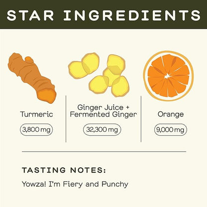 Greenhouse Juice Ginger Shots Organic Fiery Ginger Wellness Shot, Cold Pressed with Turmeric Pepper Vitamin C Immunity Vegan & Gluten-Free (2 Oz, Pack of 12)