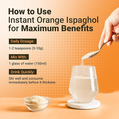 Hemani Instant Psyllium Husk Ispaghol 100g | Orange Flavored On-The-Go Fiber Supplement | Supports Digestive Health | Add to Water for a Refreshing Drink