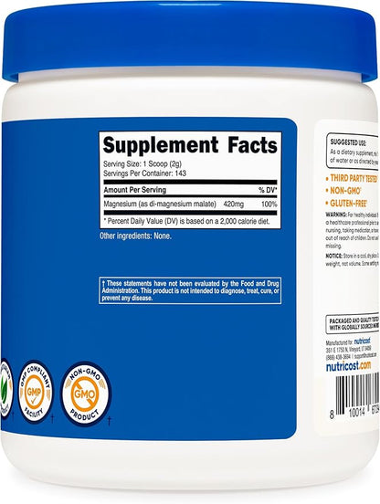 Nutricost Magnesium Malate Powder (300g) - 420mg of Magnesium Per Serving - Non-GMO, Gluten Free
