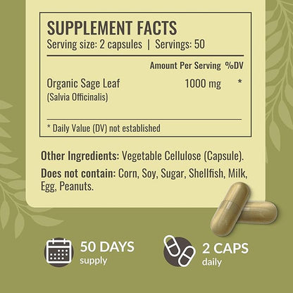 HERBAMAMA Sage and Turmeric Kit - Bundle of 1000 mg Sage Leaf & Turmeric Curcumin Capsules - Vegan, Non-GMO, Gelatin-Free - 2 Pack