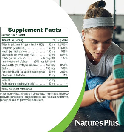 Natures Plus Mega B150 Complex, Sustained Release - 60 Vegetarian Tablets - Maximum Potency B Complex Vitamin Supplement - Gluten-Free - 60 Servings