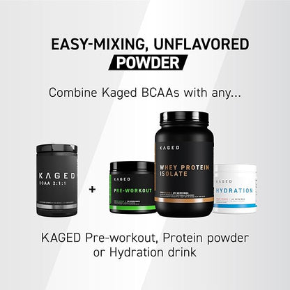 BCAA Powder, Kaged BCAAs Amino Acids, Fermented, Plant Based & Vegan Friendly Branched Chain Amino Acid, 5g BCAA Unflavored, Amino Acid Supplements for Men, 72 Servings