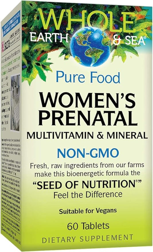 Whole Earth & Sea from Natural Factors, Women's Prenatal Multivitamin and Mineral, Whole Food Supplement, Vegan, 60 tablets, 60 Tablets