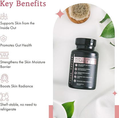 Bella Vérité. Probiotic & Prebiotic Complex - Support Women's Digestive & Gut Health - 3.45 Billion CFU Lactobacillus Probiotics for Clearer Skin - Daily Probiotic Supplement (30 Vegetarian Capsules)