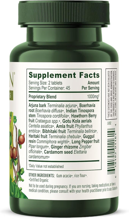 Banyan Botanicals Heart Formula – Organic Herbal Heart Health Supplement with Hawthorn Berry and ­­Guduchi – Supports Proper Function of The Heart* – 90 Tablets – Non-GMO Sustainably Sourced Vegan