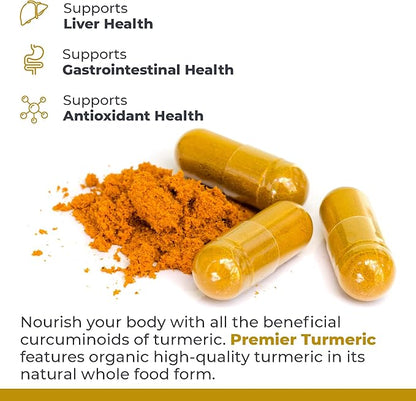 Premier Turmeric, 60 Capsules, Vegan Product - Premier Quality Turmeric for Premier Liver Support