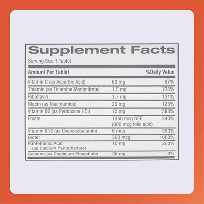 Rugby Nephro-Vite Vitamin B and C Complex Tablets - Dietary Supplement - 100 Tablets