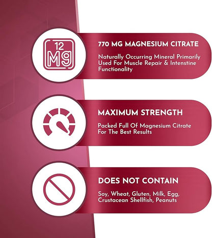 Atlantis Nutrition Magnesium Citrate Gummies – 770mg Magnesium Citrate for Kids & Adults | Supports Muscle Recovery, Eases Cramps, Promotes Calmness & Better Sleep | 60 Vegan Gummies