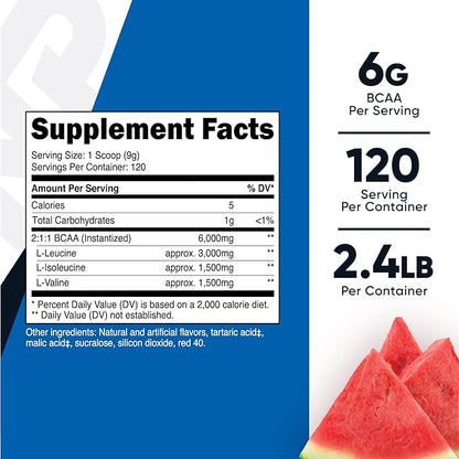 Nutricost BCAA Powder 2:1:1 (Watermelon, 120 Servings) - Gluten Free, Non-GMO, Vegetarian