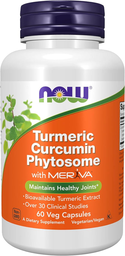 NOW Foods Supplements, Curcumin Phytosome, Bio-Enhanced Turmeric Extract, 60 Veg Capsules