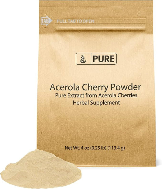 Pure Original Ingredients Acerola Cherry Powder 4oz Non-GMO, Gluten Free, Eco-Friendly Packaging