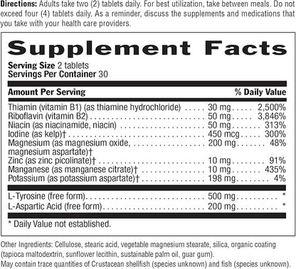 Country Life Thyro-Max Support - Kelp-Derived Iodine & L-Tyrosine Thyroid Supplement for Men and Women - B Vitamins, Gluten-Free, Vegan, Kosher - 60 Capsules