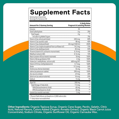 SmartyPants Prenatal Multivitamin Gummies - Improved Formula: Omega 3 (DHA/EPA), Methylfolate, Biotin, Vitamin D3, C, Vitamin B12, B6, Vitamin A, K & Zinc, Gluten Free, 120 Count (40 Day Supply)