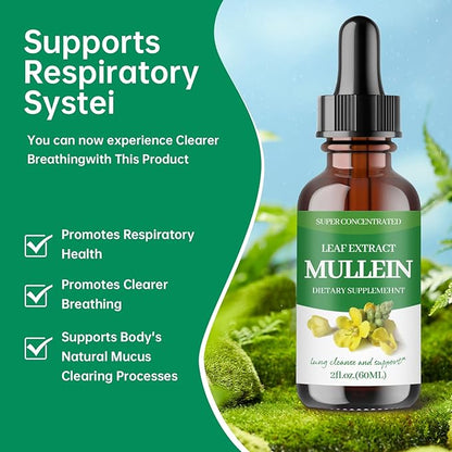 Mullein Drops for Lungs,Mullein Leaf Extract - Support Lung Cleanse - Organic Natural Supplement for Adult, Tincture Drops | Non-GMO, Vegetarian Healthy Lifestyle-(2Pack)
