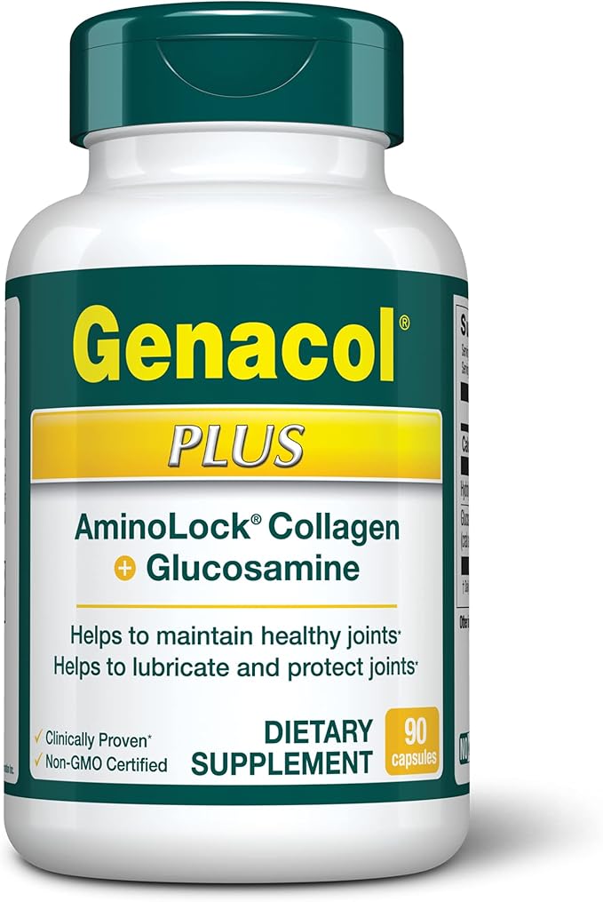 Genacol Glucosamine & Collagen Joint Supplement Glucosamina Colageno Hidrolizado Capsules | Lubricates Joints, Reduces Joint Discomfort, Maintains Optimum Joint Health Plus 90 Capsules