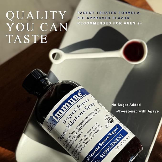 Organic Elderberry Syrup - Anthoimmune - Immune Support Supplement for Adults and Kids- USDA Organic, Ultra-Premium Black Elderberry Formula (8 oz) 48 Servings