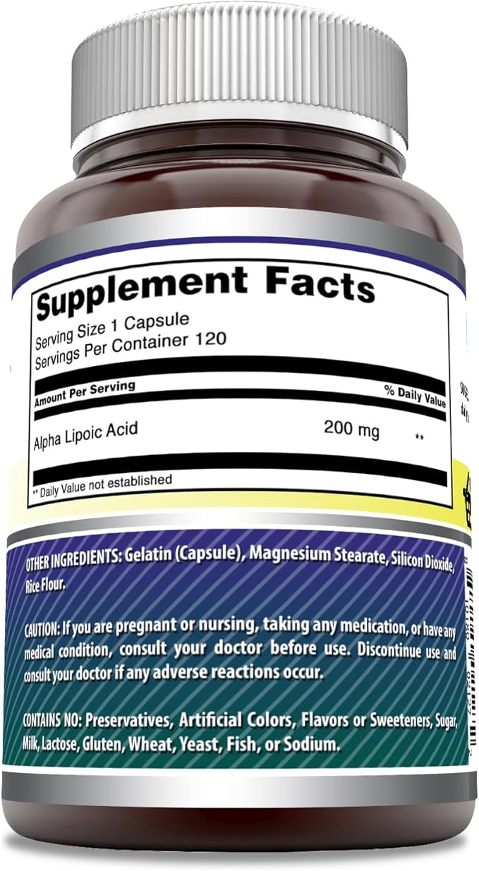 Amazing Formulas Alpha Lipoic Acid | 200 Mg Supplement | Capsules | Non-GMO | Gluten-Free | Made in USA (1 Pack, 120)