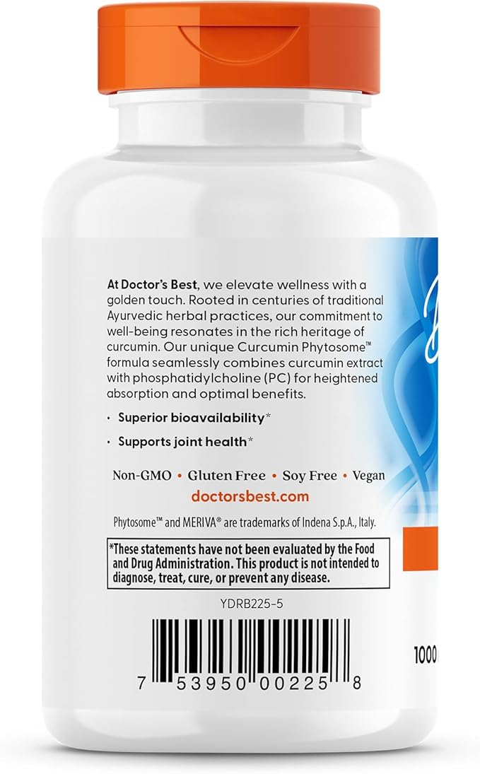 Doctors Best Curcumin Phytosome, Bioavailable Curcumin, Non-GMO, Gluten Free, Soy Free, Vegan 60 Veggie Caps