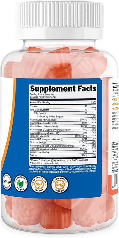 Nutricost Multivitamin Gummies, 180 Gummies (Mixed Berry Flavored) - 90 Serv, Gluten Free, Non-GMO and Vegetarian Friendly