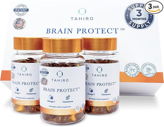 3 MONTH SUPPLY Brain Protect™ Nano Omega 5 Cinnamon Brain Supplement for Memory Focus Patent-Pending Nano-Formulation Antioxidant 180 Softgels Pomegranate Seed Punicic Acid