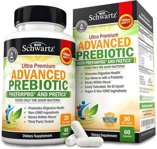 Advanced Prebiotics for Digestive Health - Fast Acting Gut Health Supplement with Clinically Validated Prebiotics for Women & Men for Healthy Gut Flora Bloating & Immune Support - 1 Month Supply