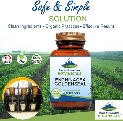 Echinacea Goldenseal Capsules - Kosher Vegan Caps with 450mg Organic Echinacea Goldenseal Complex