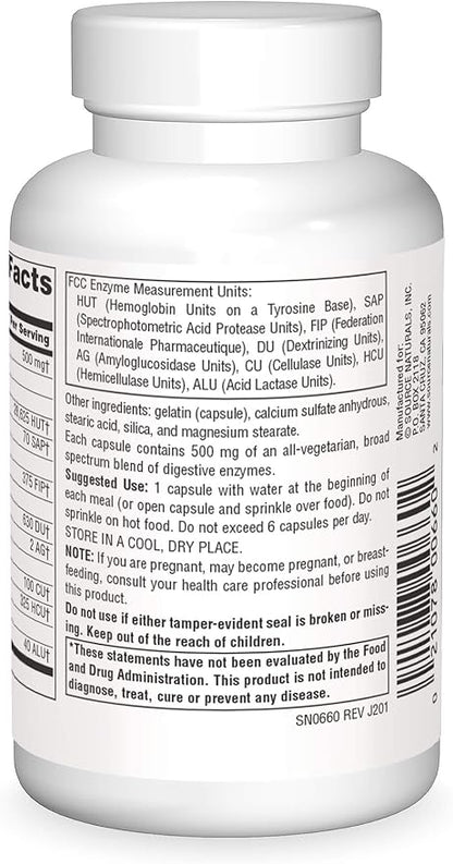 Source Naturals Essential Enzymes 500mg Bio-Aligned Multiple Supplement Herbal Defense for Digestion, Gas & Constipation Relief - Strong Immune System Support - 120 Capsules (Pack of 2)