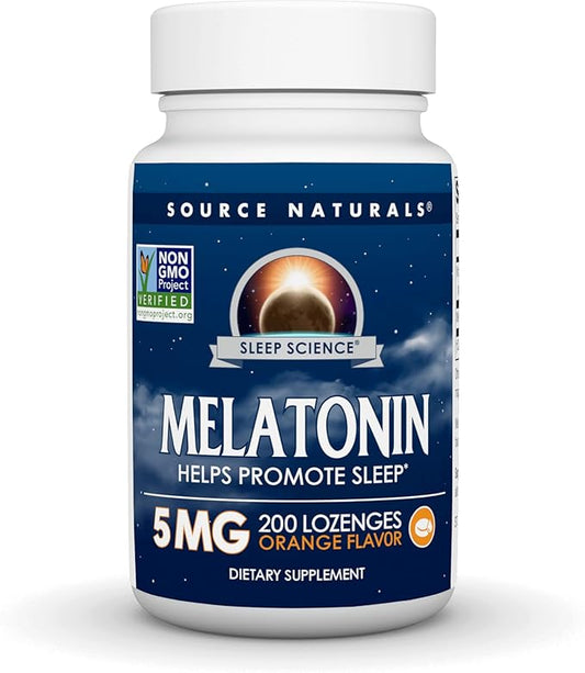 Source Naturals Melatonin, Dietary Supplement That Supports Sleep* 5 mg - 200 Orange Flavored Lozenges