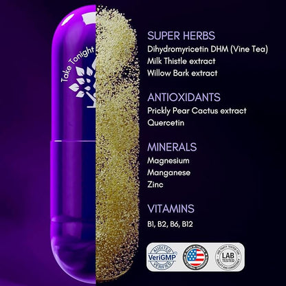purple tree Post-Celebration Wellness Supplement | Liver Support, Body Replenisher, Rapid Hydration | Dihydromyricetin DHM, Milk Thistle, Electrolytes, Vitamin B, Willow Bark, Quercetin (180 Pills)