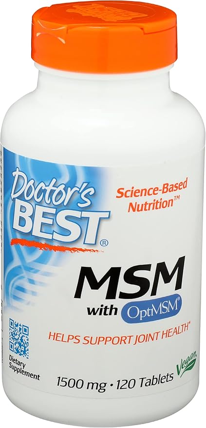 Doctors Best MSM with OptiMSM 1500mg, Vegan Friendly, Gluten Free & Non-GMO, 120 Tablets (Pack of 1)
